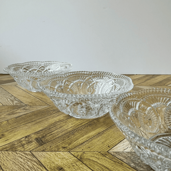 Ensemble de 3 coupelles en verre ciselé