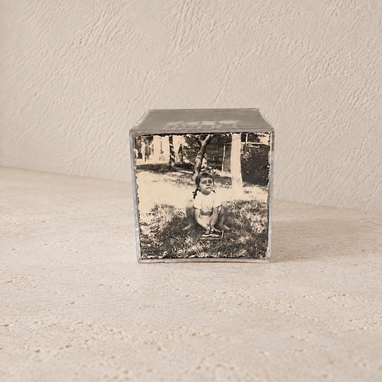 Cube photo authentique vintage – Un objet de mémoire au charme intemporel