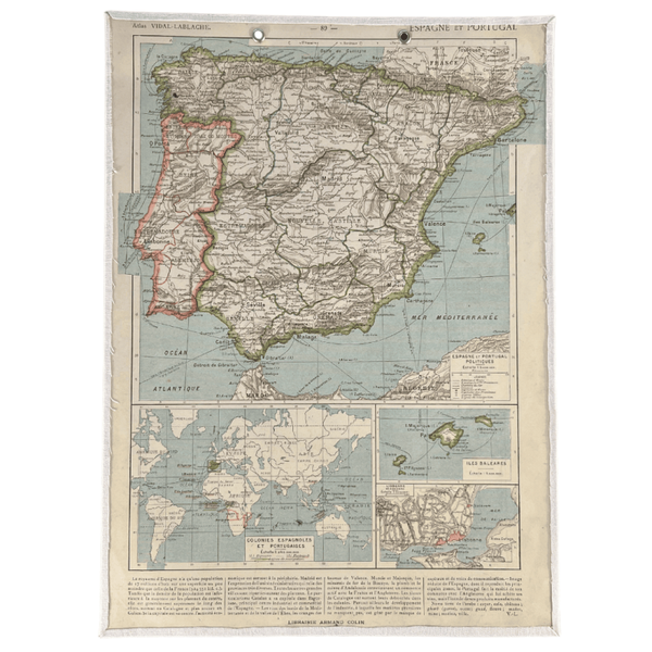 Carte Vidal-Lablache Espagne et Portugal (début XXème)