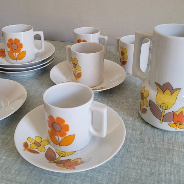 Service à café L. Lourioux – 6 tasses et pot à lait