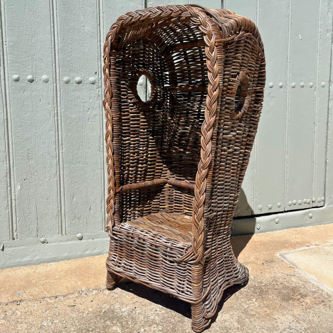 Fauteuil de plage enfant en bois tressé – vintage