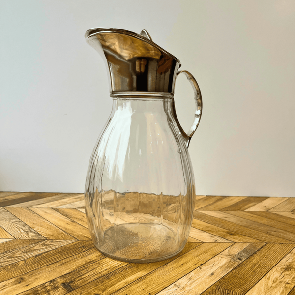 Carafe / Pichet en verre et métal argenté