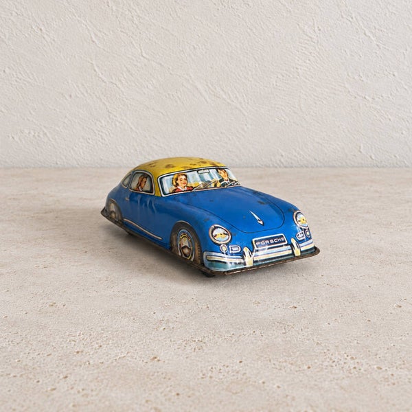 Porsche 356 Joyax en tôle lithographiée bleue et jaune
