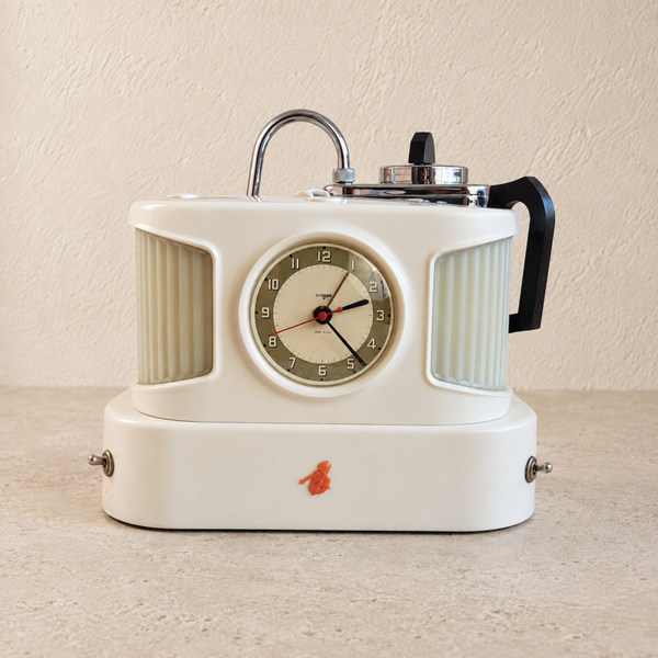 Réveil-théière Goblin Teasmade D25B ivoire — années 1960