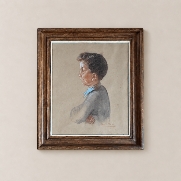 Portrait de jeune garçon au pastel – signé Paul Marie
