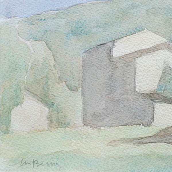 Le soir à Frigoulet - aquarelle signée Mireille Besson