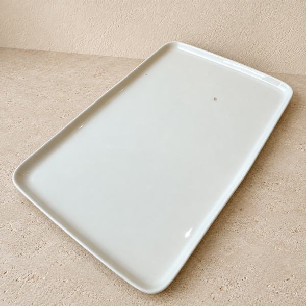 Grand plat / plateau rectangulaire en faïence – vaisselle vintage