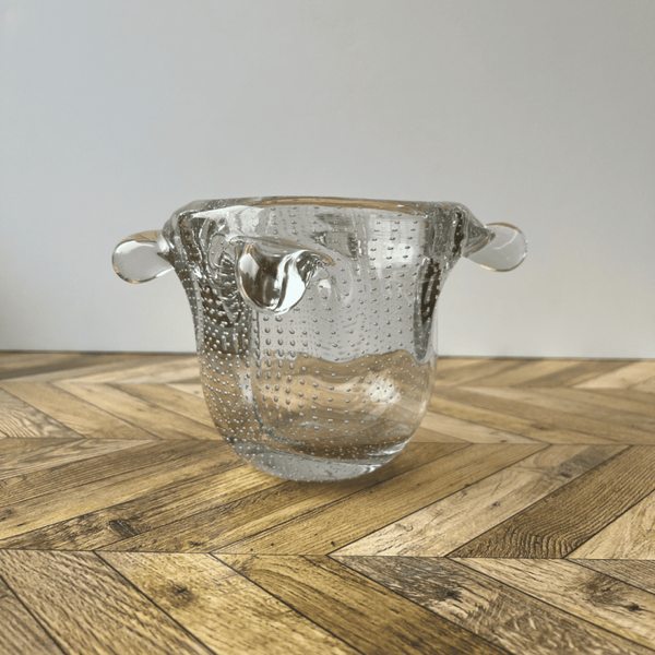 Vase en verre bullé à 4 anses