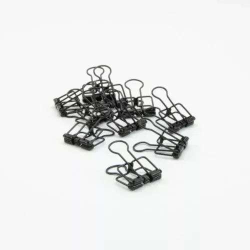 Open metalen clips 12 stuks - Zwart