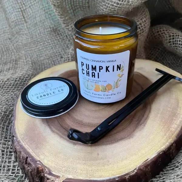 Bougie Chai à la Citrouille | Collection d’Automne | Bougie en Cire de Soja Naturelle | Citrouille Cannelle Épices Vanille