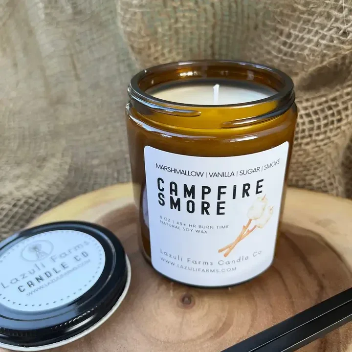 Bougie S’more de Feu de Camp | Collection d’Automne | Bougie en Cire de Soja Naturelle | Guimauve Vanille Fumée Chocolat Caramel