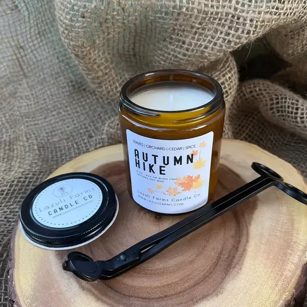 Bougie de randonnée d’automne | Collection d’automne | Bougie en cire de soja naturelle | Feuilles Cèdre Baie Pomme Cannelle