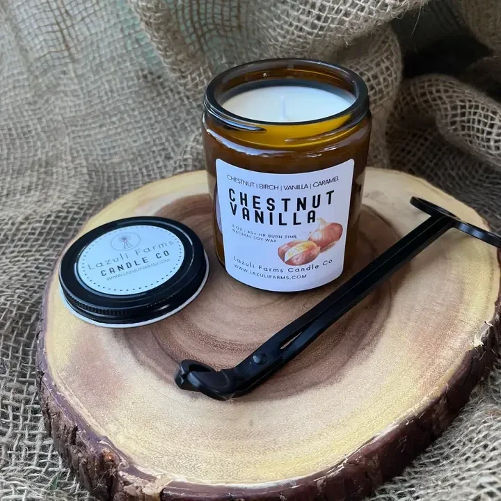 Bougie à la Vanille et Châtaigne | Collection Automne | Bougie en Cire de Soja Naturelle | Bouleau Vanille Châtaigne