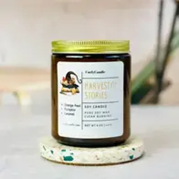 Bougie Récolte d'Histoires, Bougie au Soja Citrouille Caramel Croquant