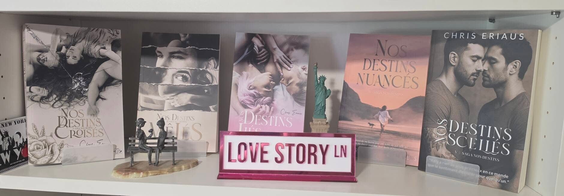 🆕Décoration pour étagère de bibliothèque : « Love Story Ln » avec support