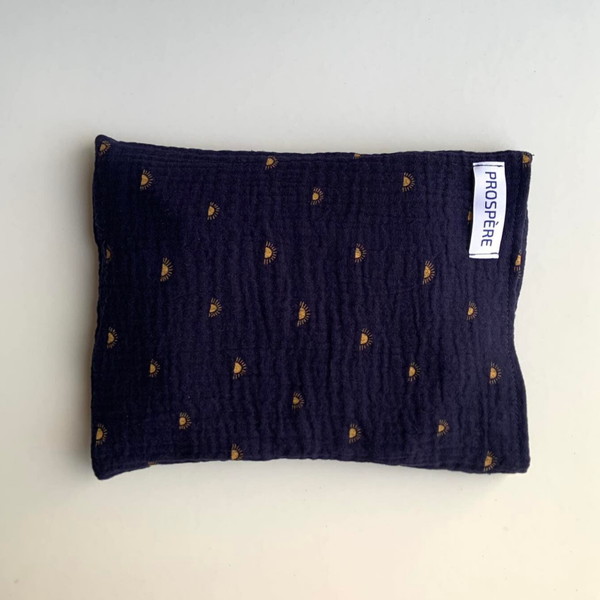 Kersenpitkussen donkerblauw met zonnetjes