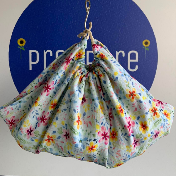 Weegdoek bloemetjes blauw