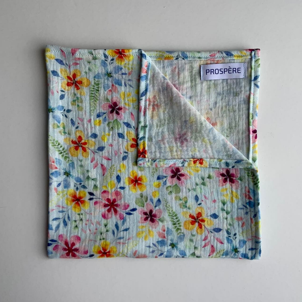 Tetradoek bloemetjes blauw