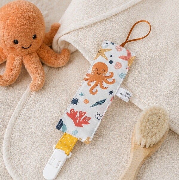 Attache-tétine bébé – Création artisanale cousue main – Modèle Animaux marins