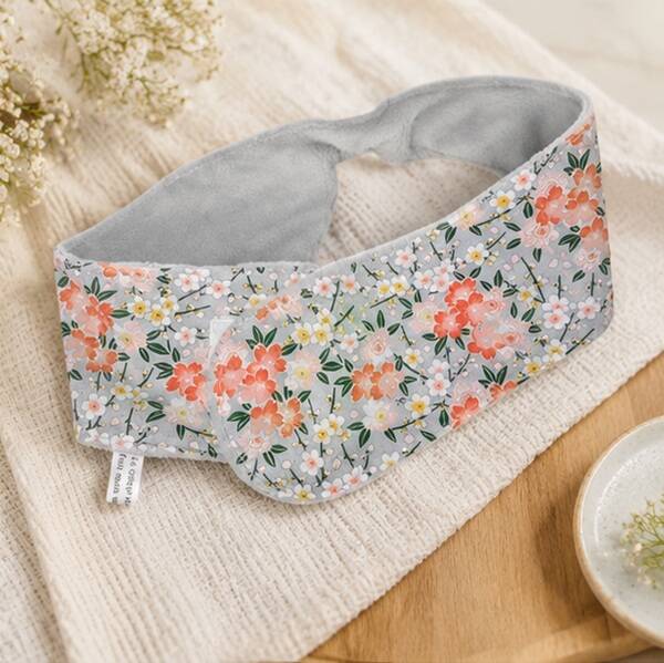 Bandeau de soin visage – Fleurs de cerisier orange – Création artisanale