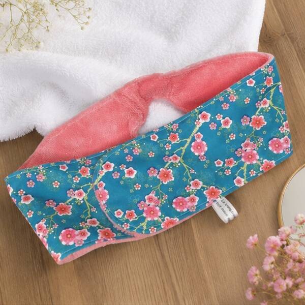 Bandeau de soin visage – Feurs de cerisier fuchsia – Création artisanale
