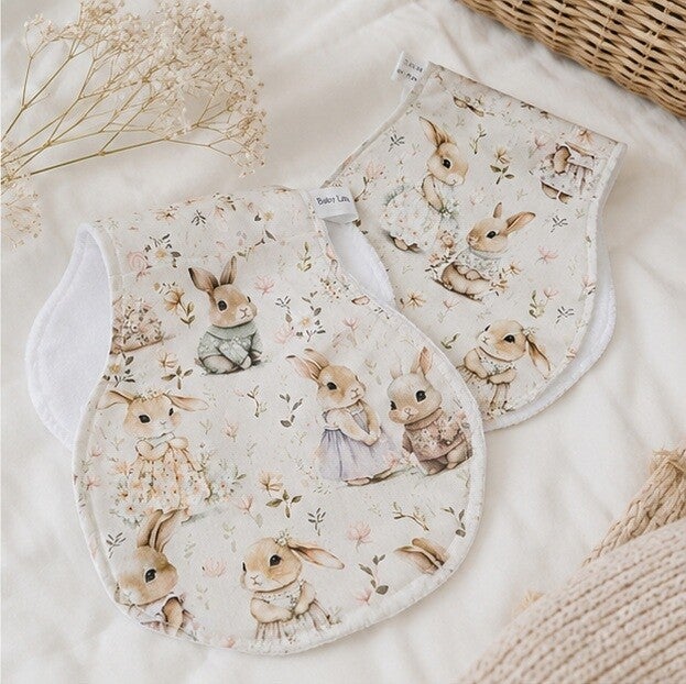 Bavoir épaule bébé en coton et éponge – Protection allaitement et biberon – Collection L'éveil du printemps