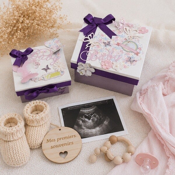 Coffret souvenirs de naissance Jardin Secret – 2 boîtes – Pièce unique