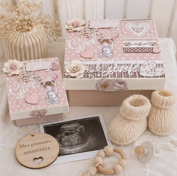 Coffret souvenirs de naissance Tendre Naissance – 2 boîtes – Pièce unique