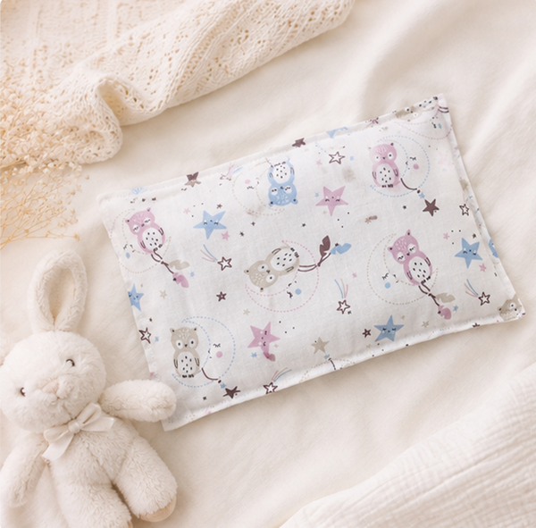 Bouillotte sèche artisanale déhoussable – Création faite main – Modèle Chouettes
