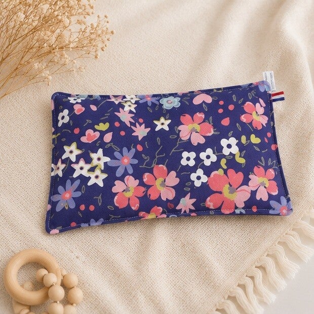 Bouillotte sèche artisanale déhoussable – Création faite main – Modèle Grandes fleurs