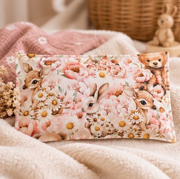 Bouillotte sèche artisanale déhoussable pour enfant – Création faite main – Collection Forêt fleurie