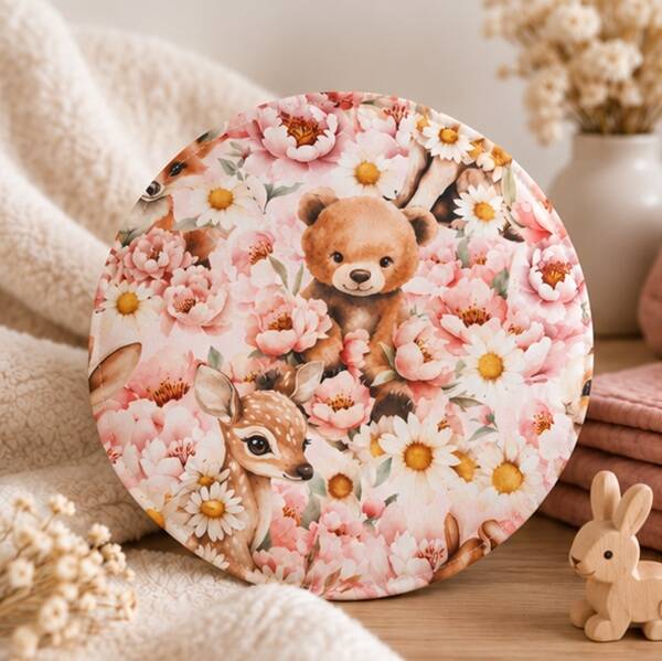 Bouillotte sèche artisanale déhoussable pour bébé – Création faite main – Collection Forêt fleurie
