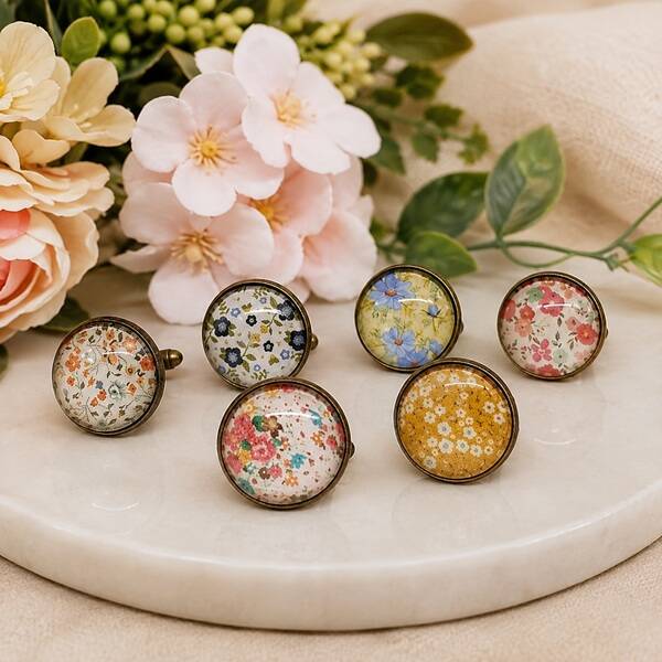 Boutons de manchette homme fleuris – Jardin Vintage – Création artisanale