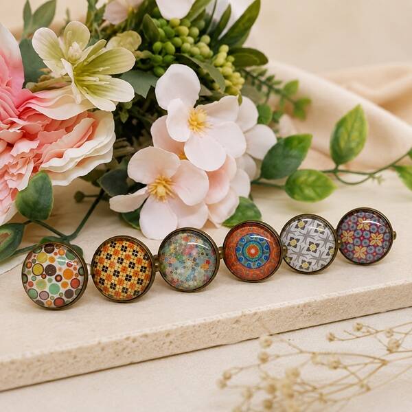 Boutons de manchette homme graphiques – Mosaïque Rétro –Création originale