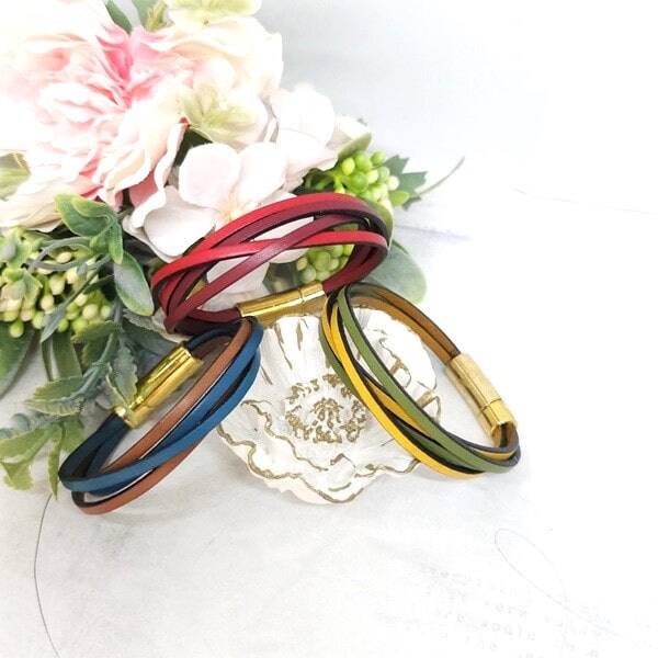 Bracelet cuir, Cuir plat coloré, Modèle Terra