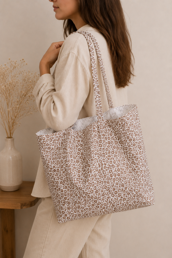 Sacs tote bags cousus main | Léopard | Créations artisanales en tissu