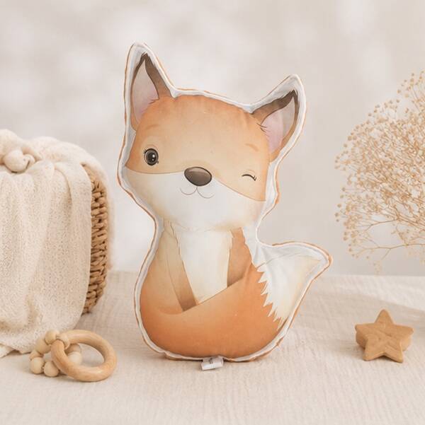 Coussin doudou bébé artisanal – Compagnon douceur fait main – Cadeau naissance – Modèle Renard