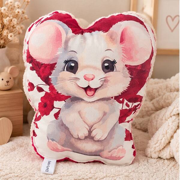 Coussin doudou bébé artisanal – Compagnon douceur fait main – Cadeau naissance – Modèle Souris câline