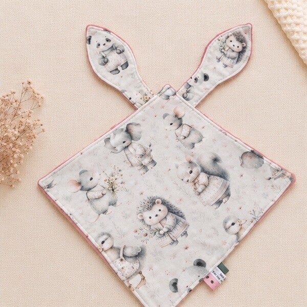 Doudou plat tout doux pour bébé – Compagnon confectionné à la main – Modèle Animaux printaniers