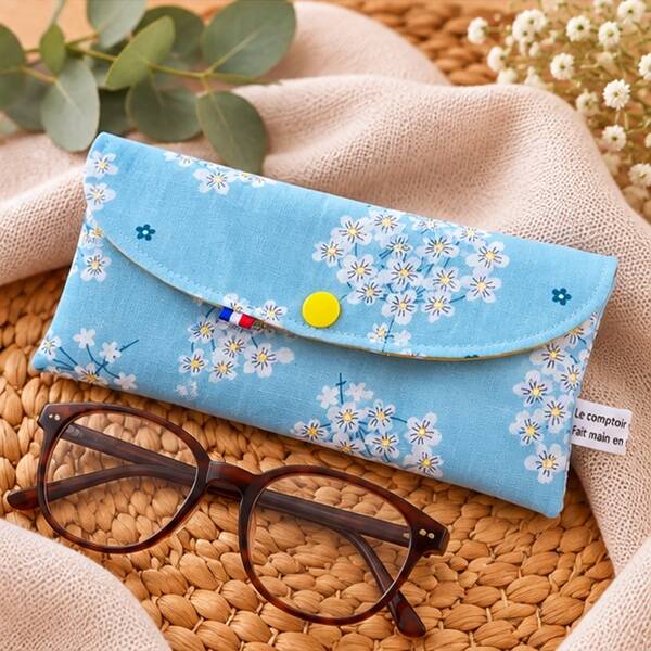 Etui à lunettes en tissu – Modèle Eclat de mimosa – Fabrication artisanale française