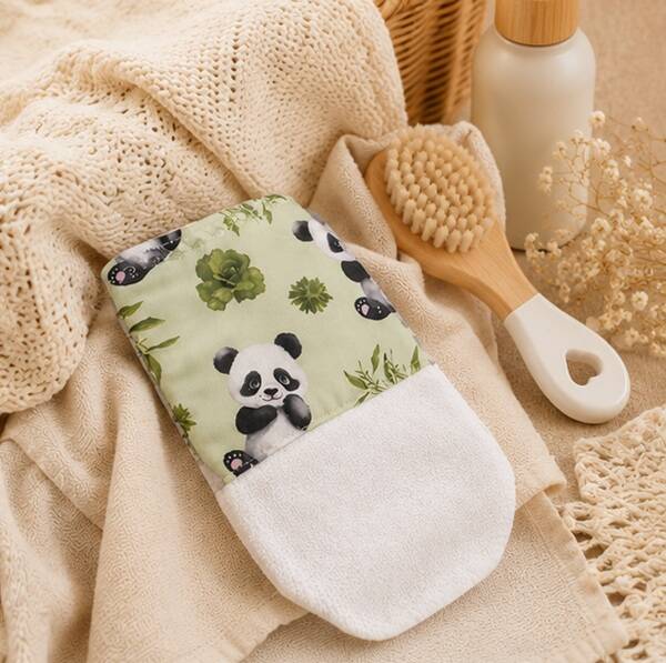 Gant de toilette bébé et enfant en éponge – Panda – Éponge bambou ultra douce