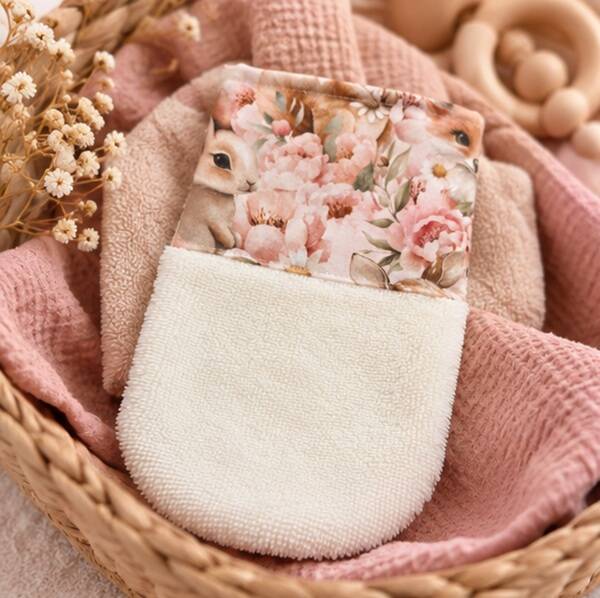 Gant de toilette bébé et enfant en éponge – Forêt fleurie – Eponge bambou ultra douce