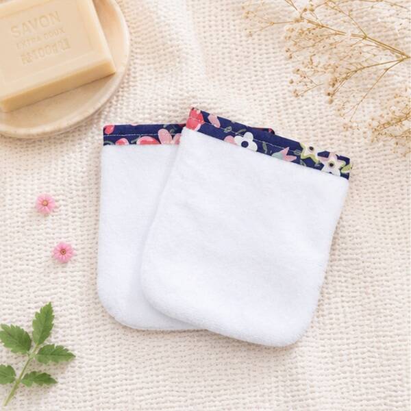 Mini gants débarbouillettes lavables – Fleurs colorées – Éponge bambou ultra douce