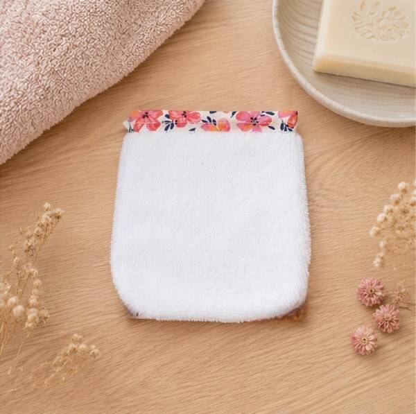 Mini gants débarbouillettes lavables – Fleurs d'été – Éponge bambou ultra douce