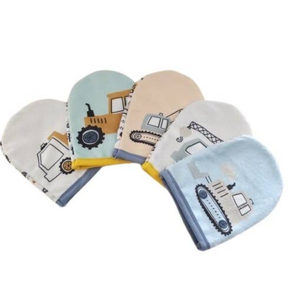 Gants d'apprentissage pour la toilette des petits, Modèle Engins de chantier