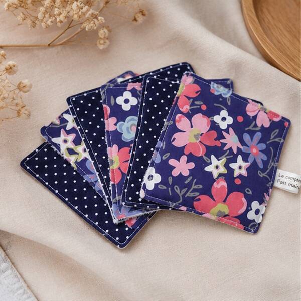 Lingettes démaquillantes lavables 10.5 x 10.5 cm – Jardin fleuri –  Coton & éponge bambou