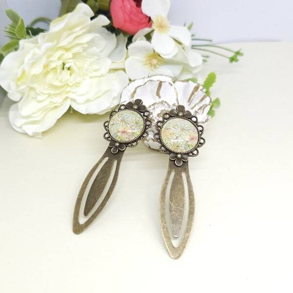 Marque-pages avec cabochon en verre, Modèle Orchidée