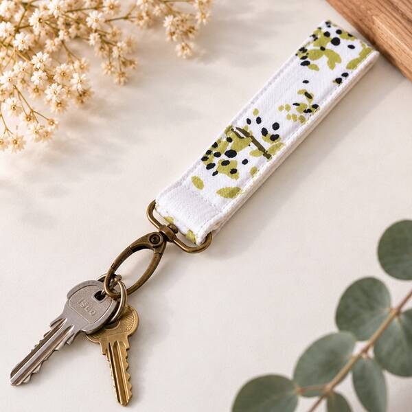 Porte-clés en tissu fleuri – Feuillage sauvage – Porte-clés dragonne