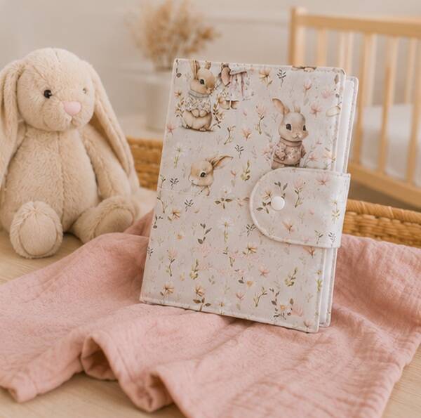 Protège carnet de santé bébé – Création artisanale – Modèle L'éveil du printemps