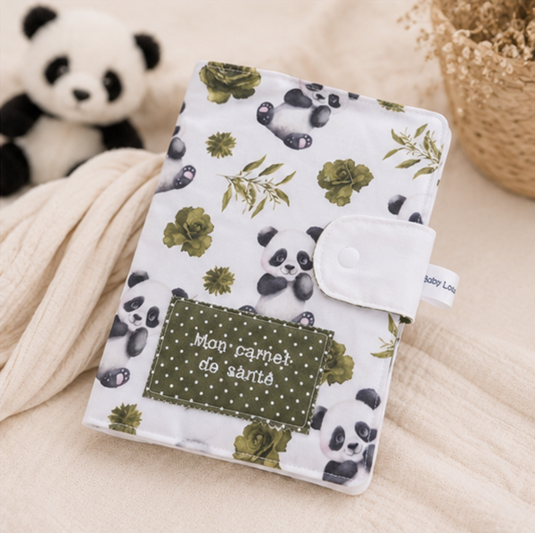Protège carnet de santé bébé – Création artisanale – Modèle Panda